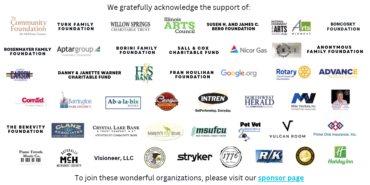 A grid of logos representing various corporate and foundation sponsors.